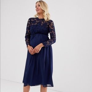 Chi Chi London Navy Lace Maternity Dress